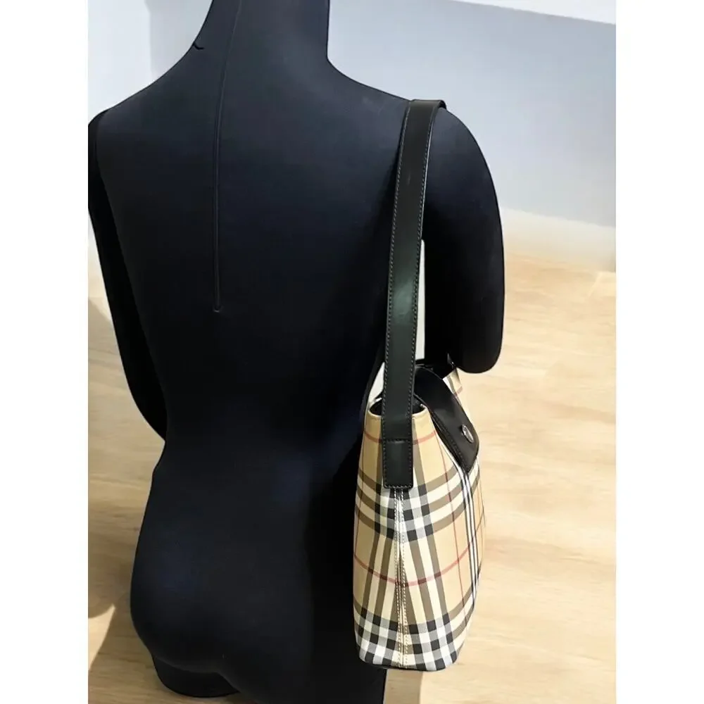 Vintage Burberry Coated Canvas Nova Check Shoulder Bag